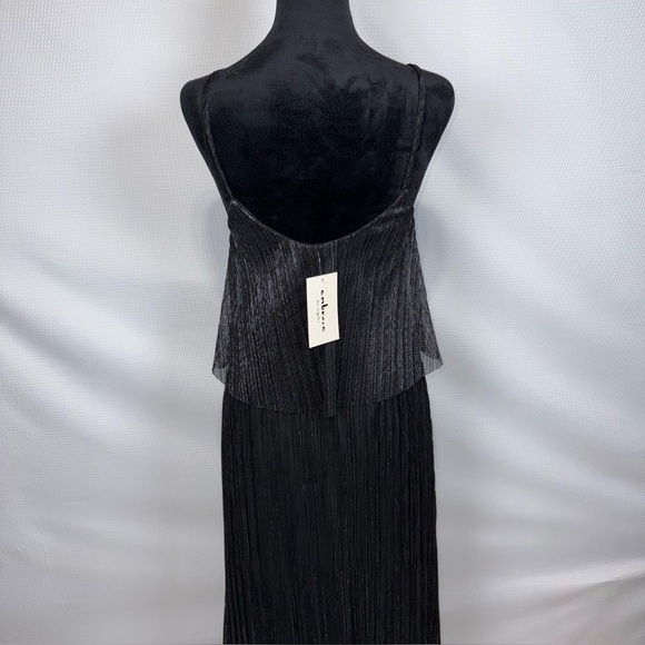 Embrace Los Angeles Maxi Slip Dress Sz Small Black Metallic Stripe Gown - Picture 7 of 15